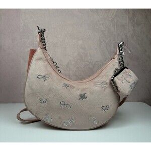 Juicy Couture Delightful Crossbody Dusty Blush  Rhinestone Bow Coin Pouch NWT